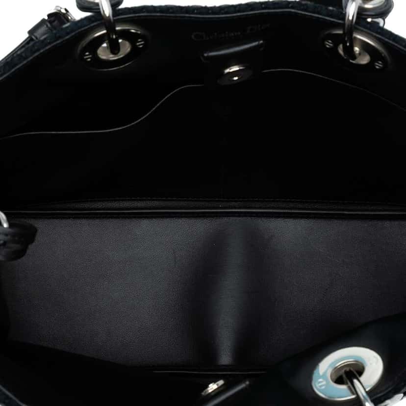 Dior Medium Metallic Tweed Patch Diorissimo Satchel Black Tweed Good condition - Model View