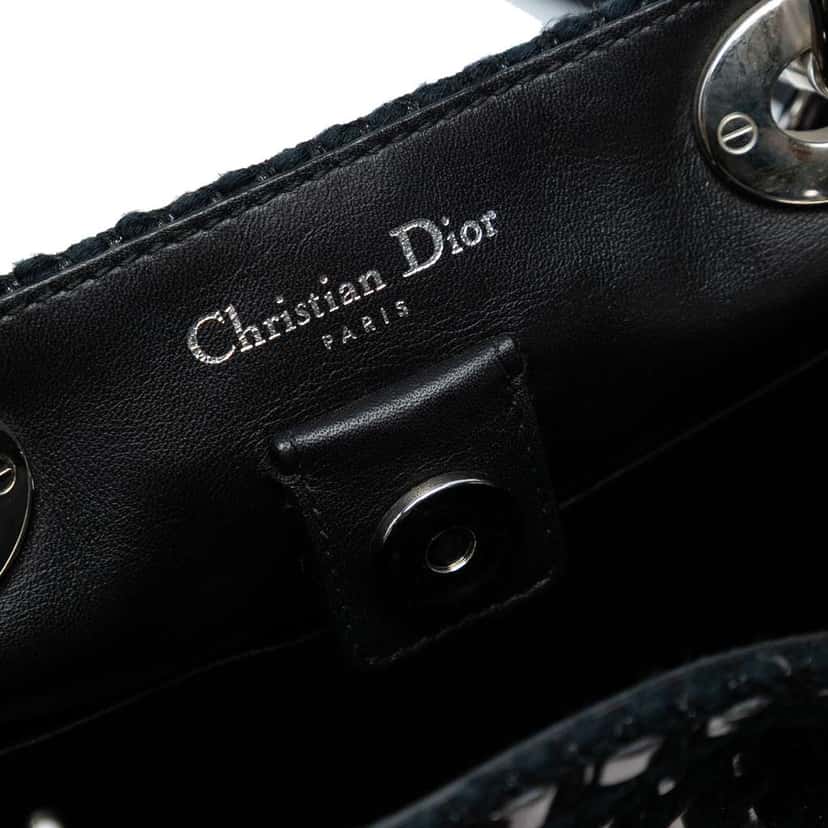 Dior Medium Metallic Tweed Patch Diorissimo Satchel Black Tweed Good condition - Box View