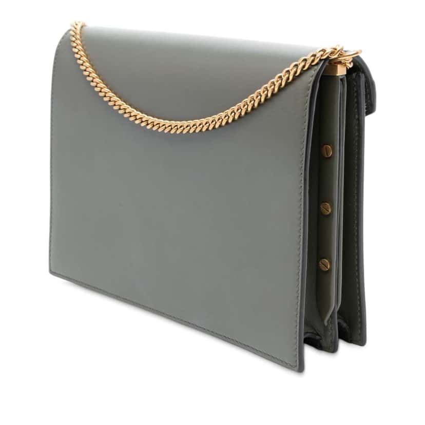 Saint Laurent Suede and Calfskin Monogram Cassandra Clasp Bag Grey Leather Good condition - Back View