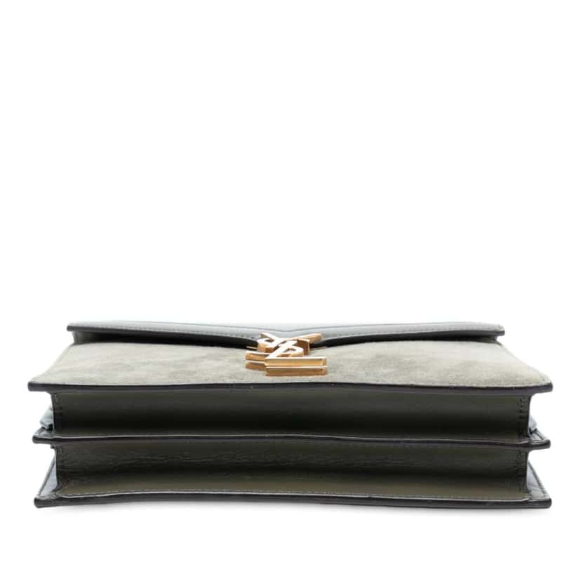 Saint Laurent Suede and Calfskin Monogram Cassandra Clasp Bag Grey Leather Good condition - Inside View