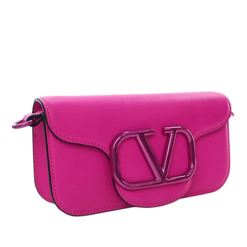 Valentino Small Calfskin VLogo Loco Satchel Pink Leather Good condition - Back View