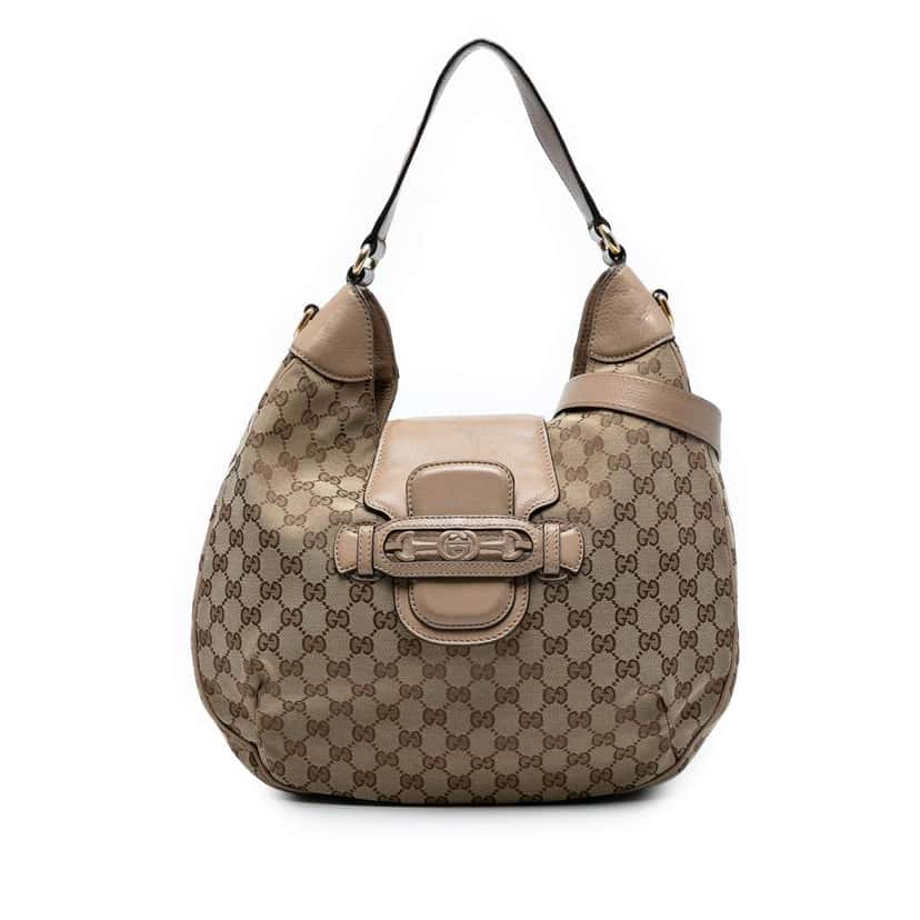 Gucci GG Canvas Dressage Hobo Brown Canvas Fair condition - Front View
