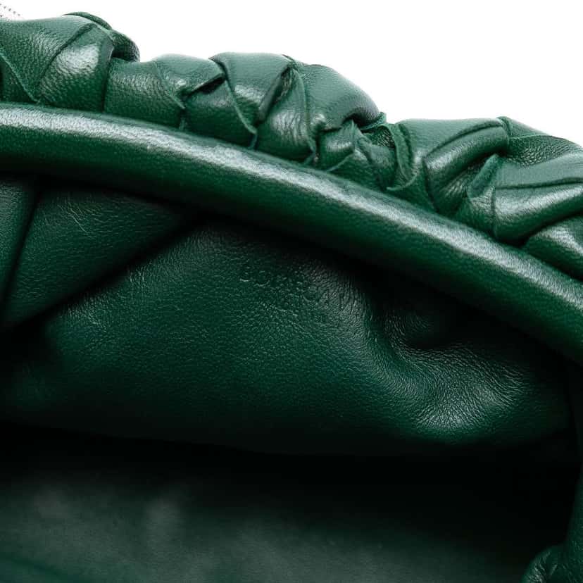 Bottega Veneta Nappa Intrecciato The Mini Pouch Crossbody Green Leather Good condition - Box View