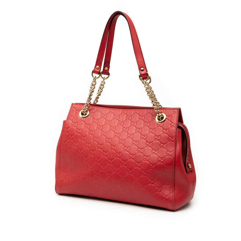 Gucci Medium Guccissima Soft Shoulder Bag Red Leather Good condition - Back View