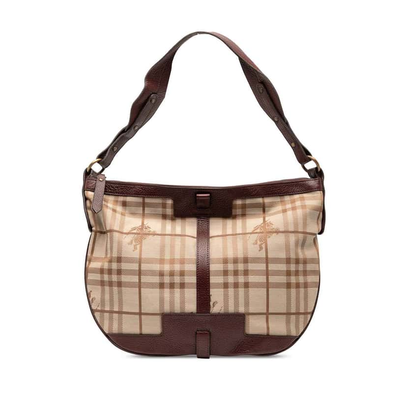 Burberry Haymarket Check Canvas Hobo Brown Canvas Good condition - Front View