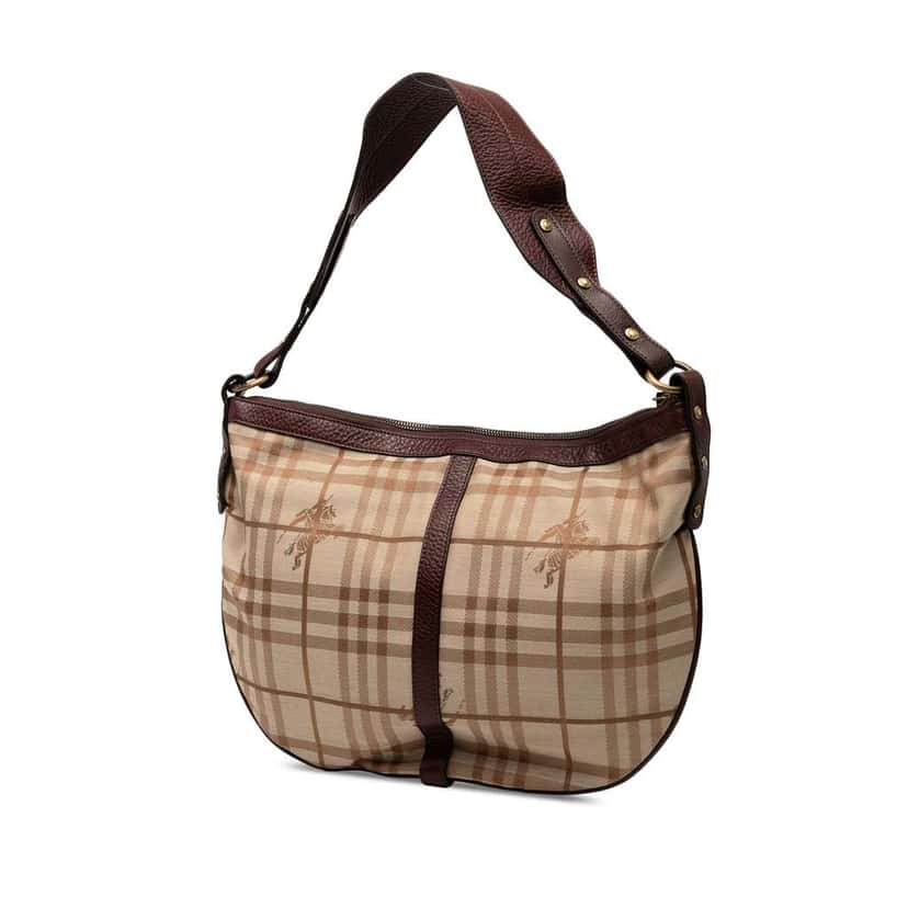 Burberry Haymarket Check Canvas Hobo Brown Canvas Good condition - Back View