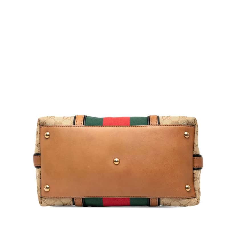 Gucci GG Canvas Web Satchel Brown Canvas Good condition - Inside View