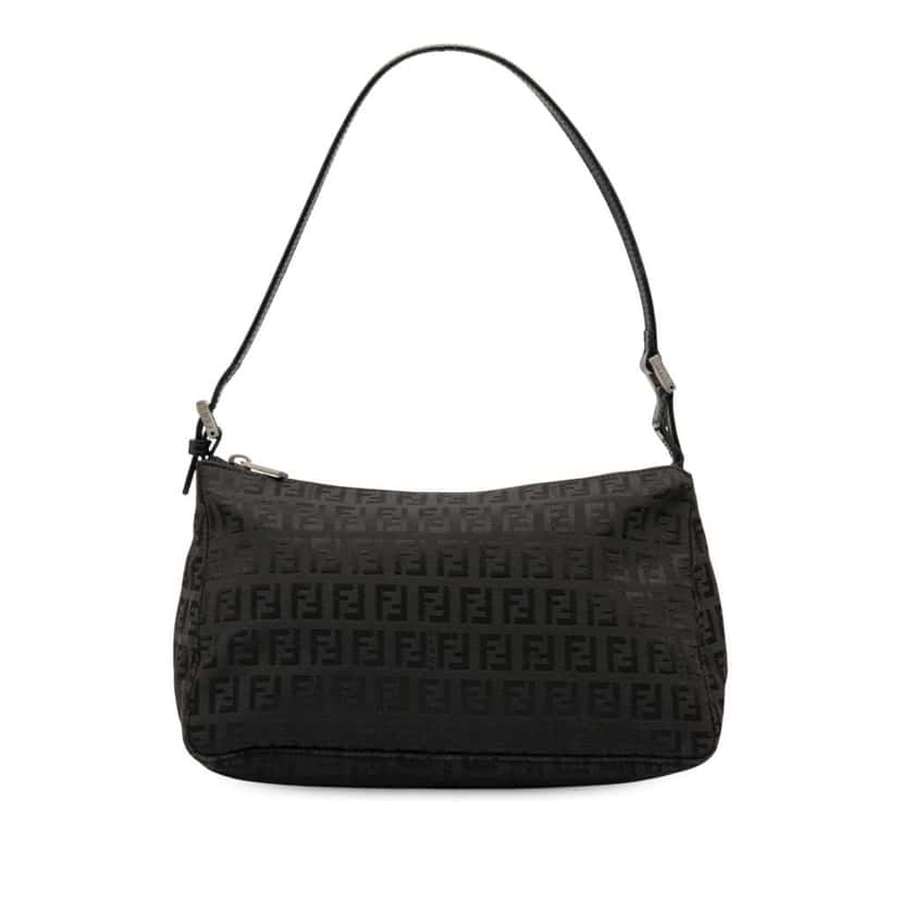 Fendi Zucchino Canvas Pochette Black Canvas Good condition - Front View