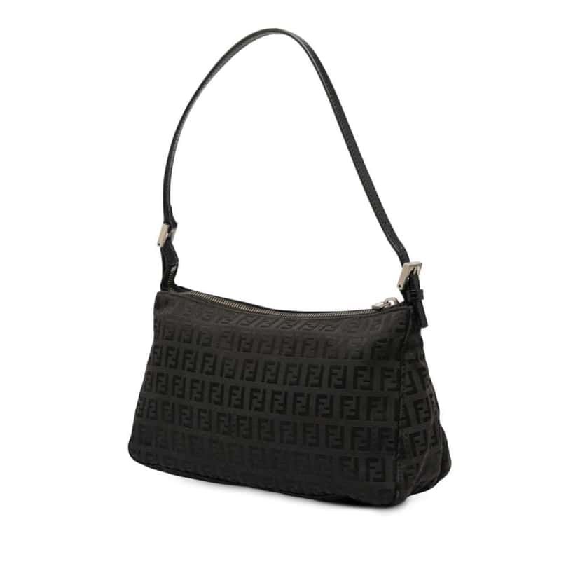 Fendi Zucchino Canvas Pochette Black Canvas Good condition - Back View