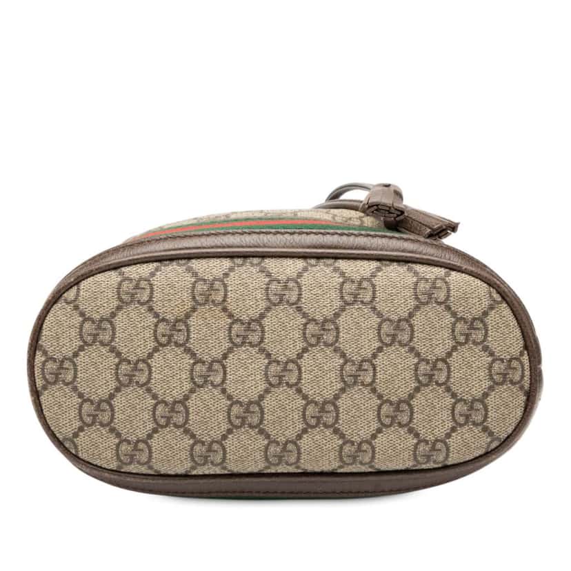 Gucci Small GG Supreme Ophidia Web Bucket Bag Brown Canvas Good condition - Inside View
