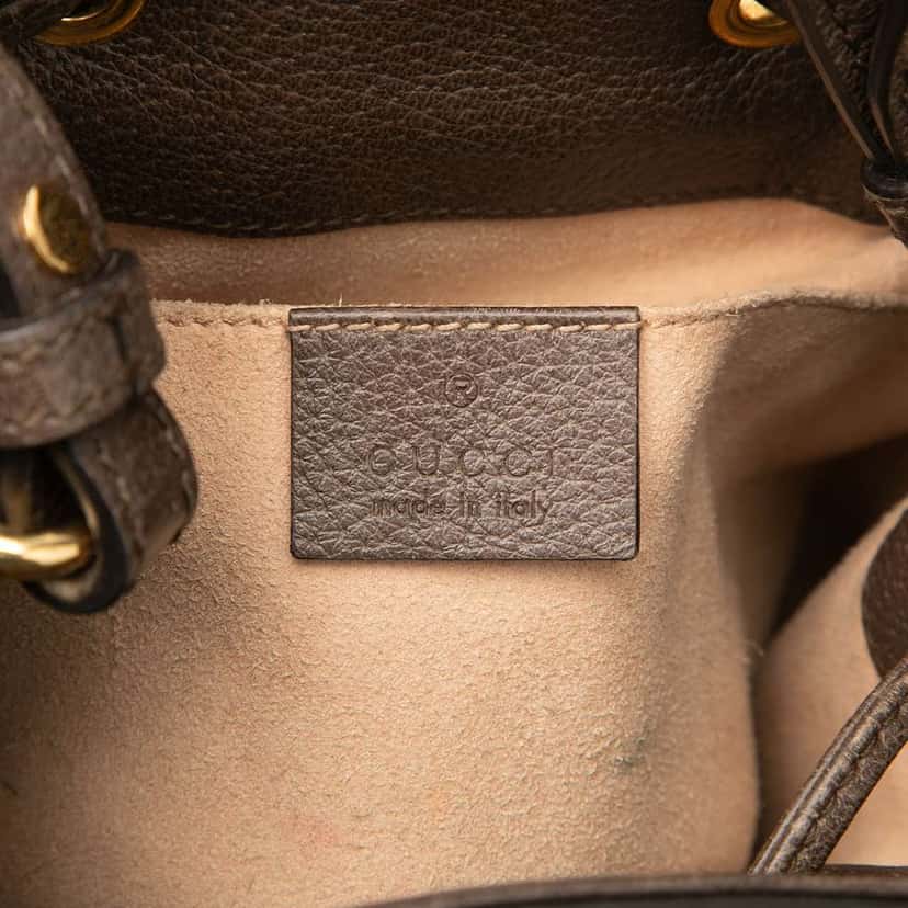 Gucci Small GG Supreme Ophidia Web Bucket Bag Brown Canvas Good condition - Box View