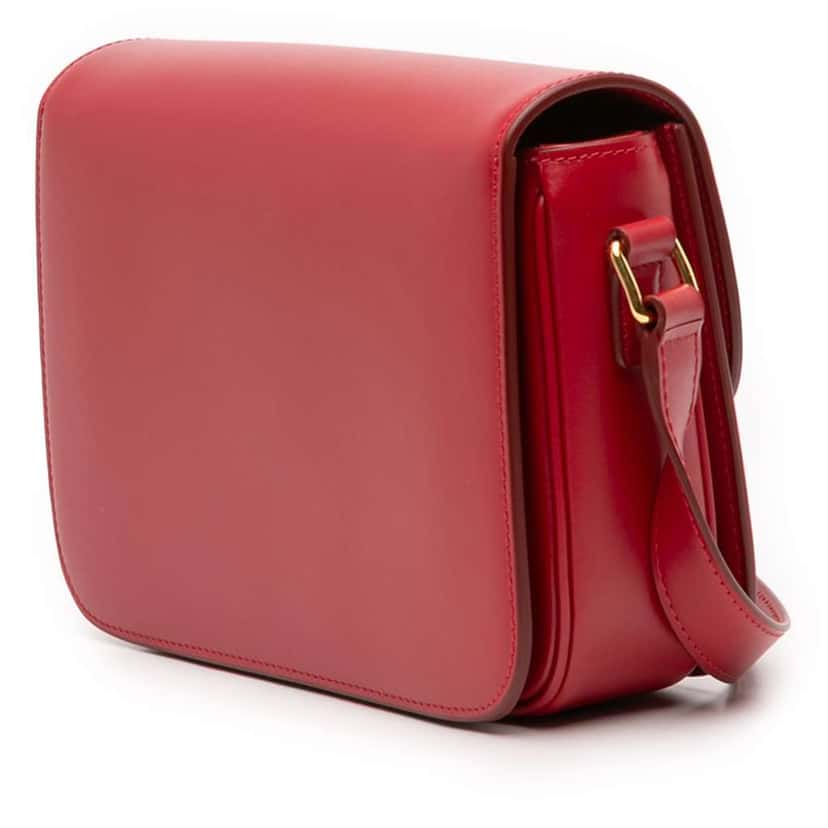 Celine Classique Shiny Calfskin Triomphe Crossbody Red Leather Good condition - Back View