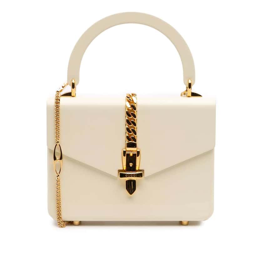 Gucci Mini Acrylic Sylvie 1969 Top Handle Bag White Good condition - Front View