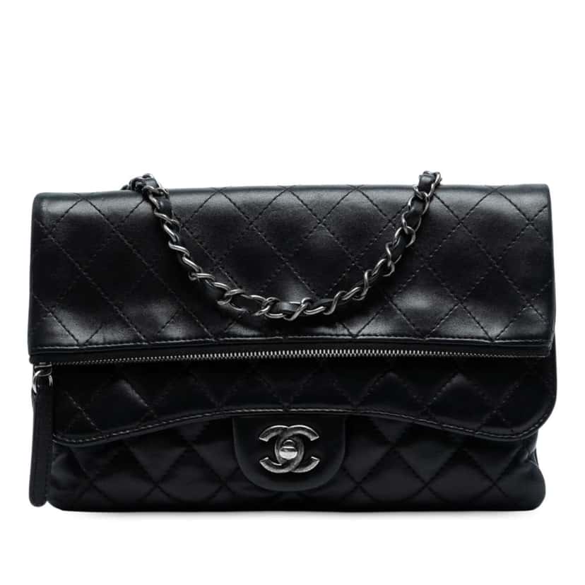 Chanel Paris-Salzburg Lambskin Zip Multi Flap Black Leather Good condition - Front View
