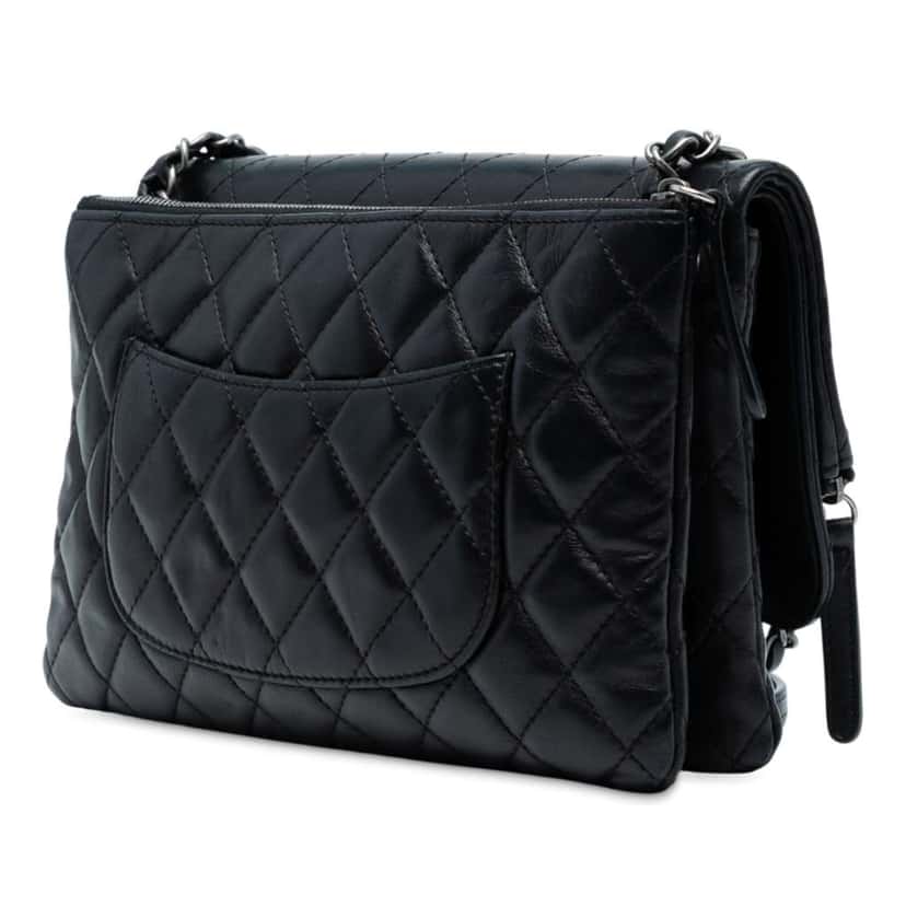 Chanel Paris-Salzburg Lambskin Zip Multi Flap Black Leather Good condition - Back View