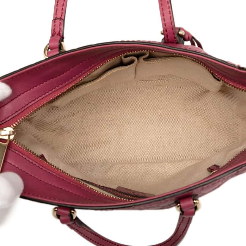 Gucci Small Guccissima Bree Satchel Pink Leather Fair condition - Model View