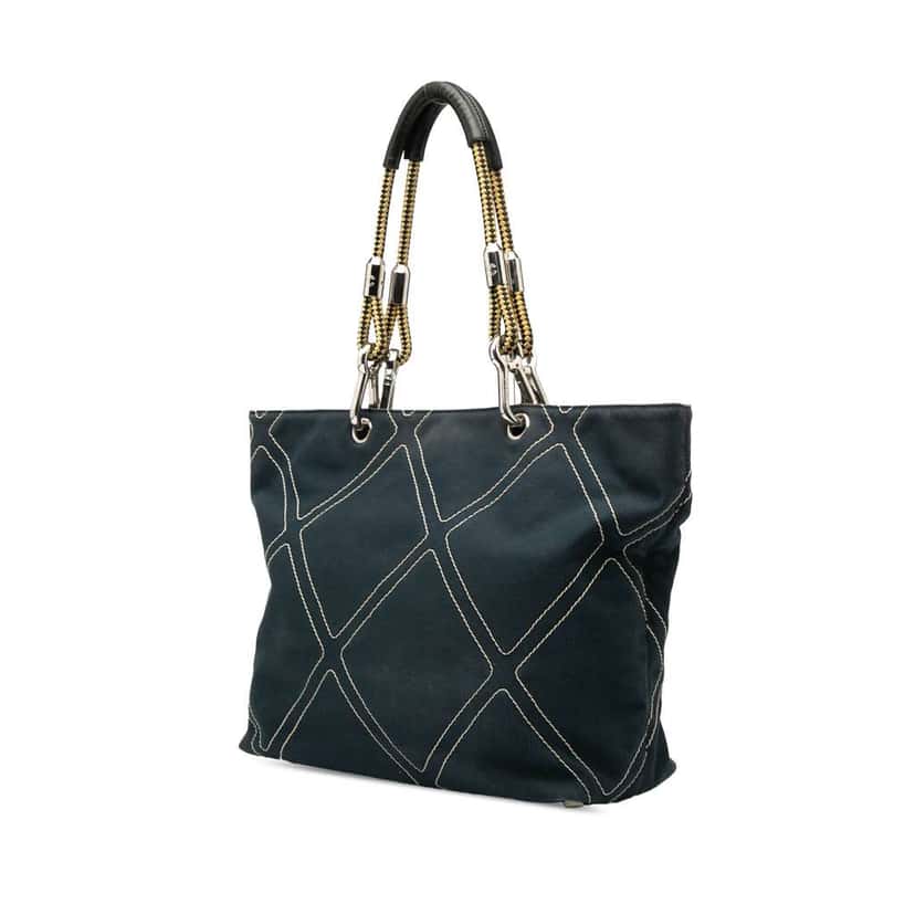 Chanel Cruise Line Medium CC No.5 Quilted Canvas Tote Blue Canvas Good condition - Back View