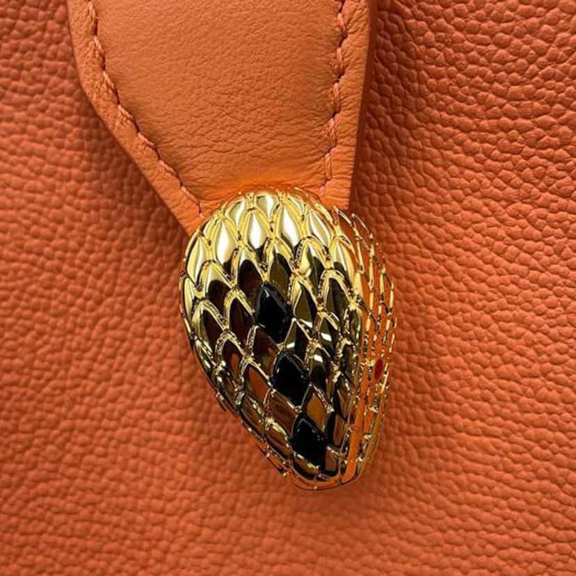 Bvlgari Small Leather Serpenti Ellipse Satchel Orange Leather Good condition - Box View