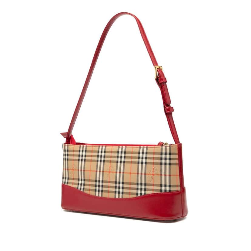 Burberry Haymarket Check Shoulder Bag Brown Canvas Good condition - Back View