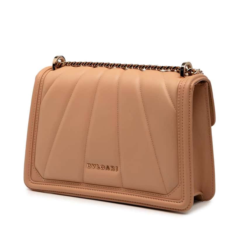 Bvlgari Quilted Smooth Calfskin Diamond Blast Serpenti Forever Crossbody Brown Leather Good condition - Back View