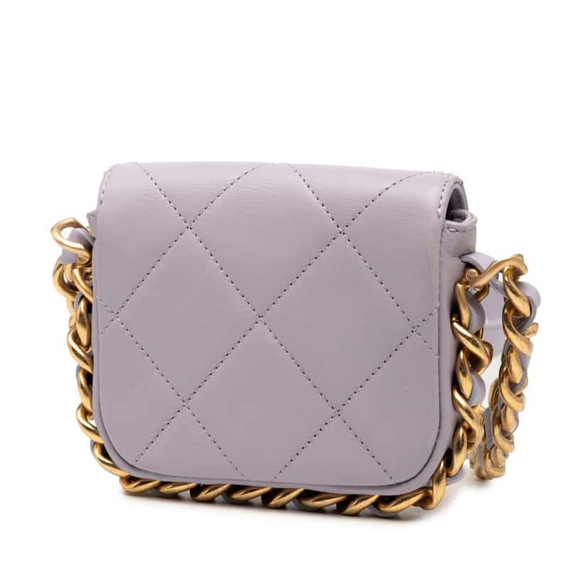 Chanel Mini Quilted Calfskin Framing Chain Flap Purple Leather Good condition - Back View