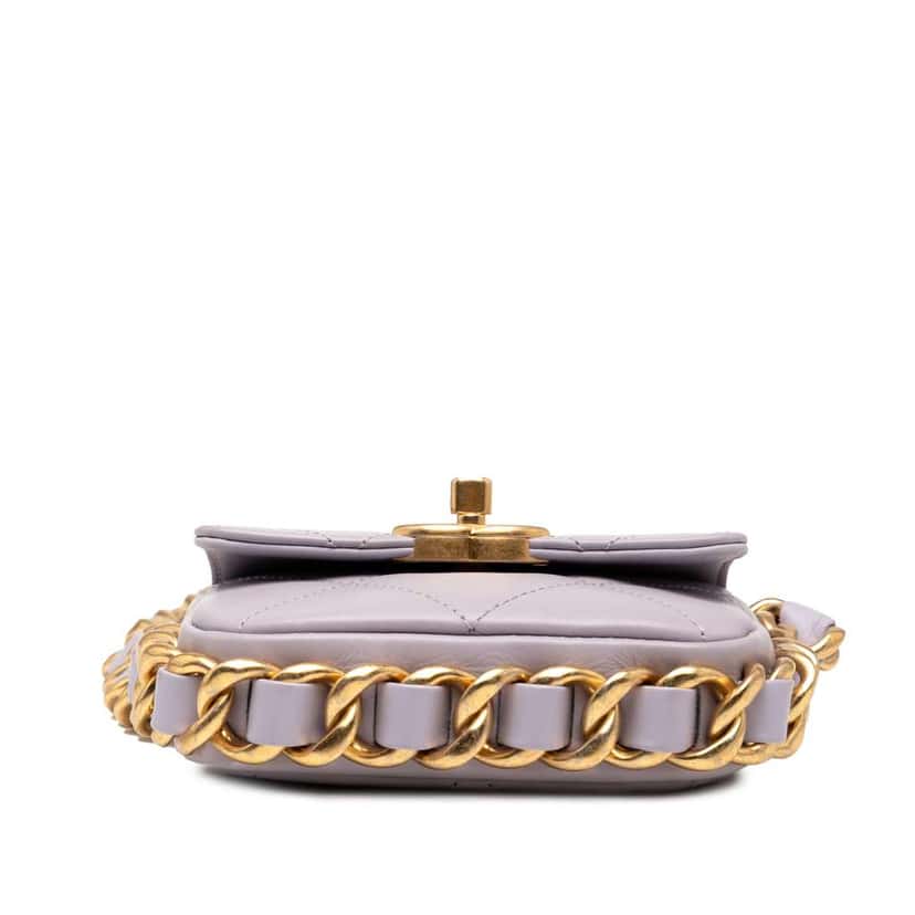 Chanel Mini Quilted Calfskin Framing Chain Flap Purple Leather Good condition - Inside View