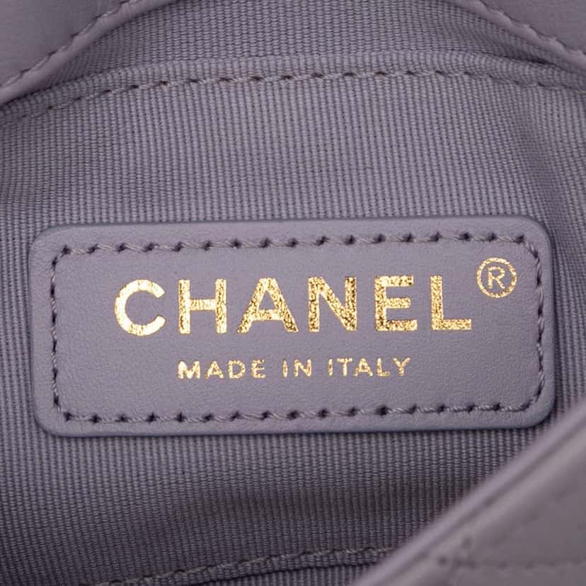 Chanel Mini Quilted Calfskin Framing Chain Flap Purple Leather Good condition - Box View