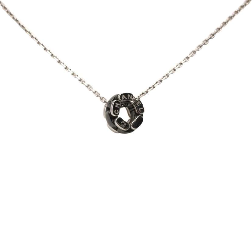 Chanel 18K White Gold Ceramic Ultra Necklace Silver White Gold Good condition - Front View