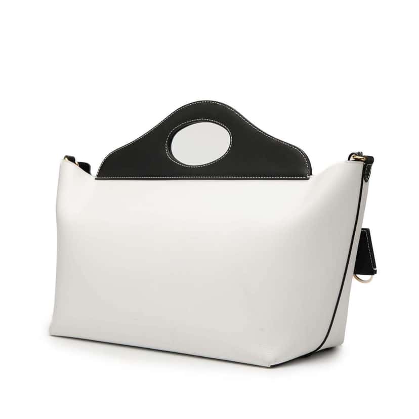 Burberry Medium Bicolor Leather Soft Pocket Satchel White Leather Good condition - Back View