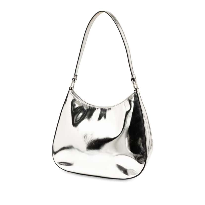 Prada Brushed Leather Cleo Shoulder Bag Silver Leather Good condition - Back View