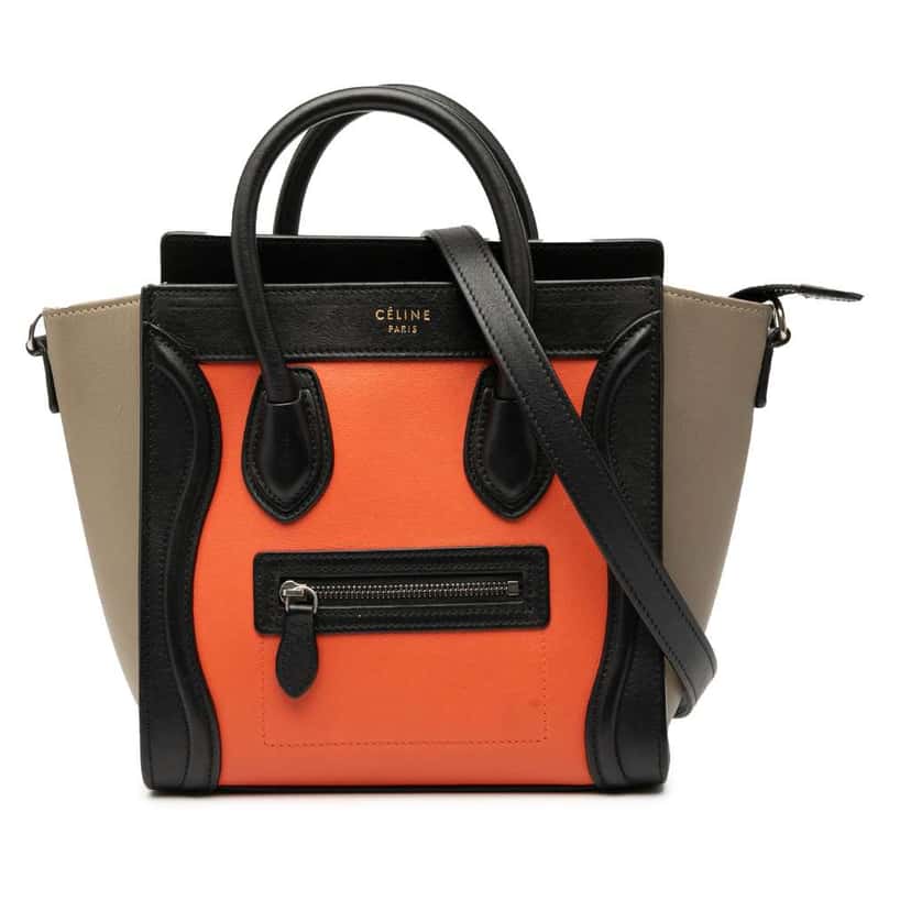 Celine Nano Tricolor Leather Luggage Tote Orange Leather Good condition - Front View