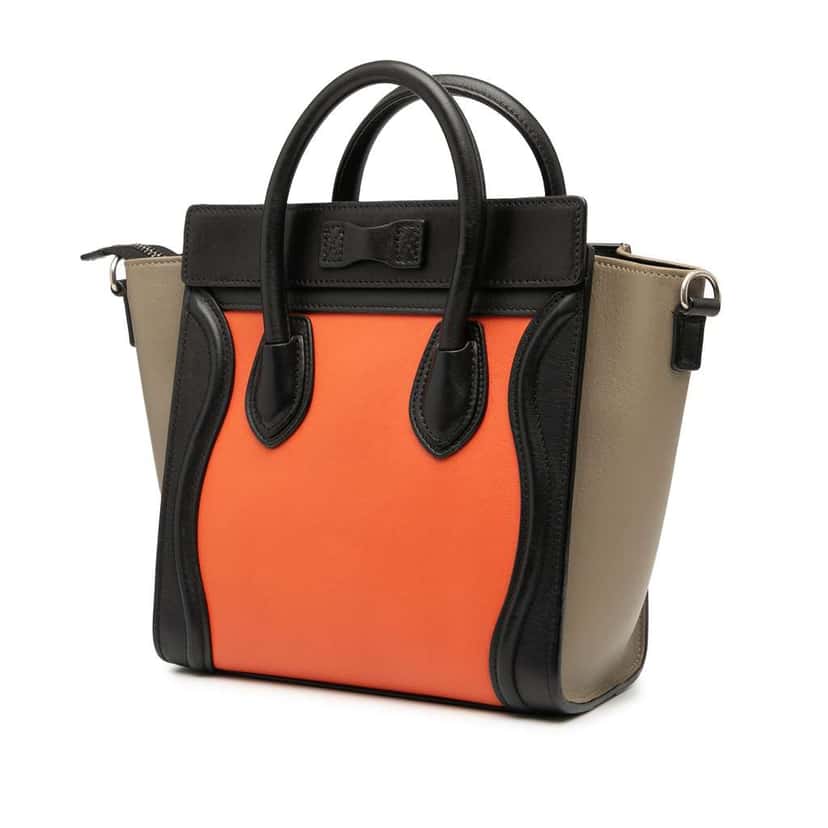 Celine Nano Tricolor Leather Luggage Tote Orange Leather Good condition - Back View