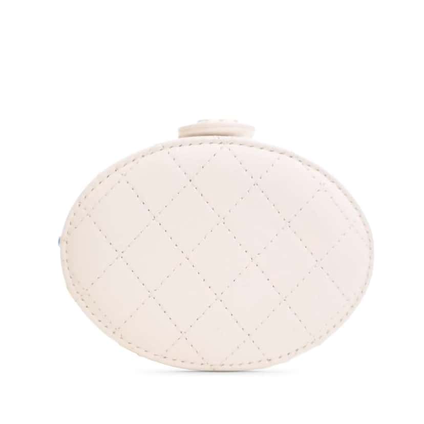 Chanel Mini Quilted Lambskin CC Allure Vanity Case White Leather Good condition - Inside View