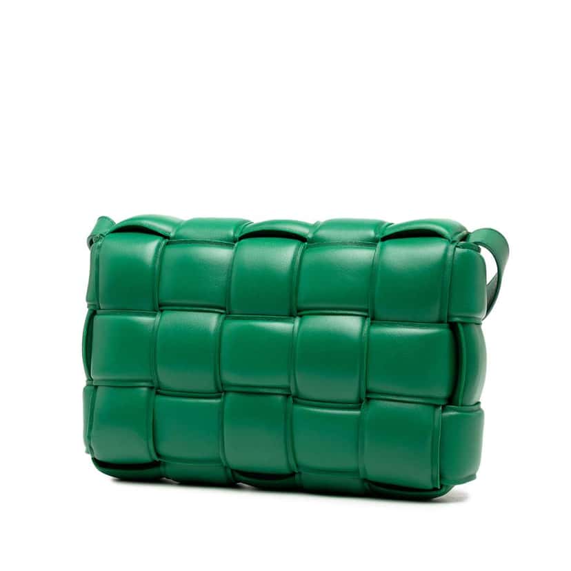 Bottega Veneta Nappa Intrecciato Padded Cassette Crossbody Green Leather Good condition - Back View