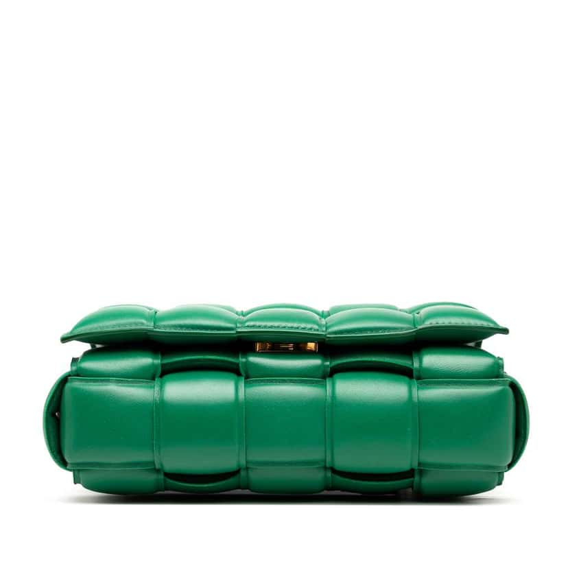 Bottega Veneta Nappa Intrecciato Padded Cassette Crossbody Green Leather Good condition - Inside View