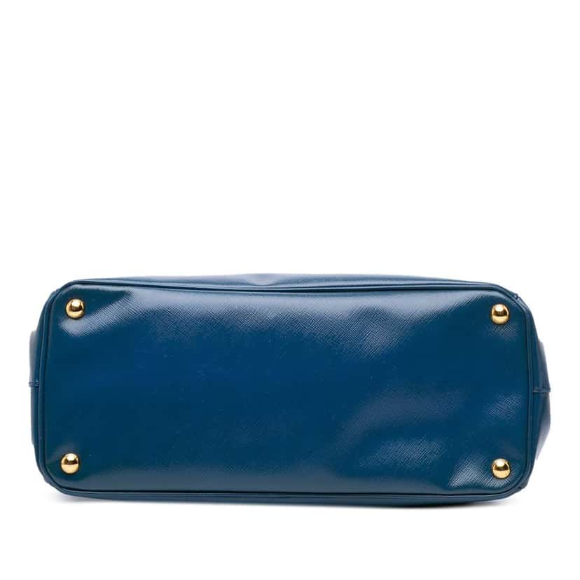 Prada Medium Saffiano Vernice Galleria Double Zip Satchel Blue Leather Good condition - Inside View