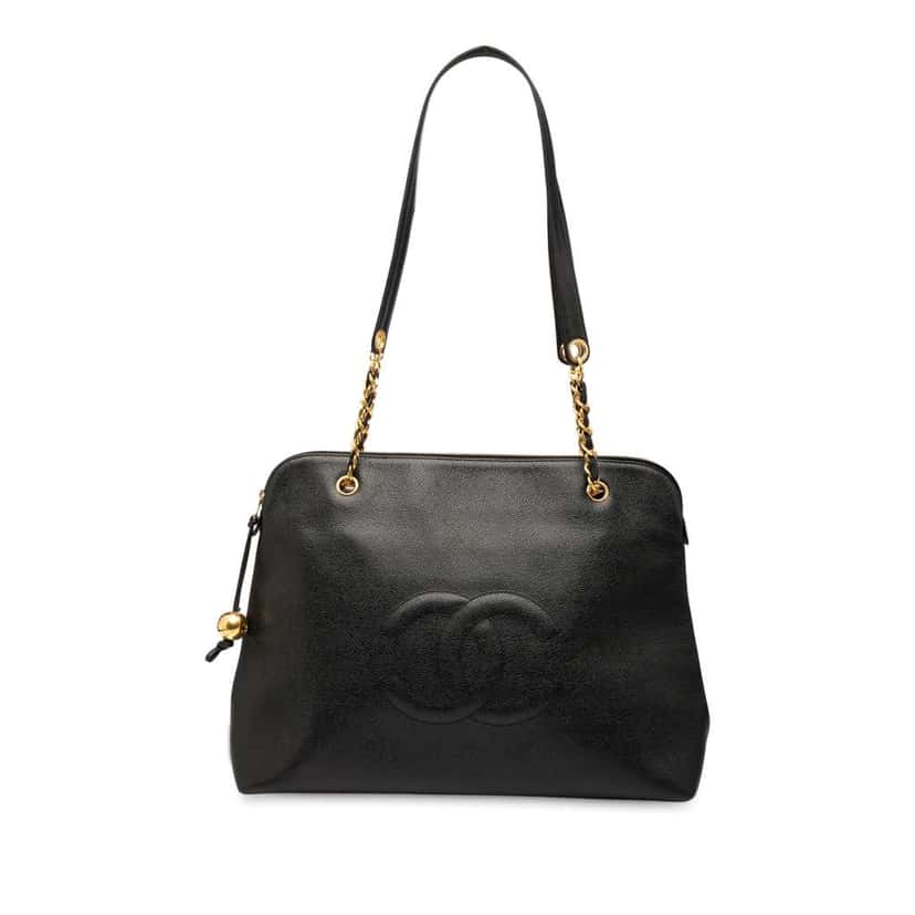 Chanel CC Caviar Chain Zip Tote Black Leather Good condition - Front View