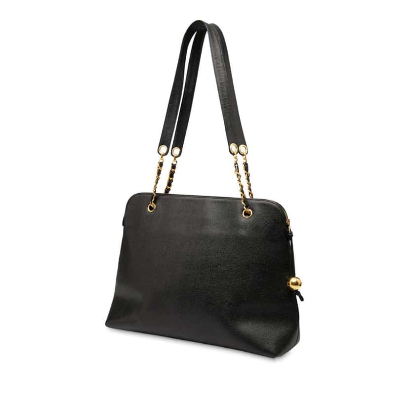 Chanel CC Caviar Chain Zip Tote Black Leather Good condition - Back View