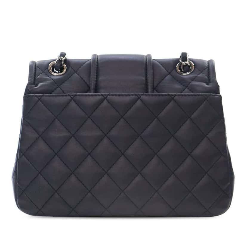 Chanel Quilted Lambskin Elementary Chic Flap Blue Leather Good condition - Back View