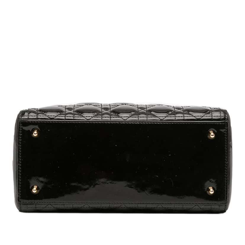 Dior Medium Patent Cannage Lady Dior Black Leather Good condition - Inside View