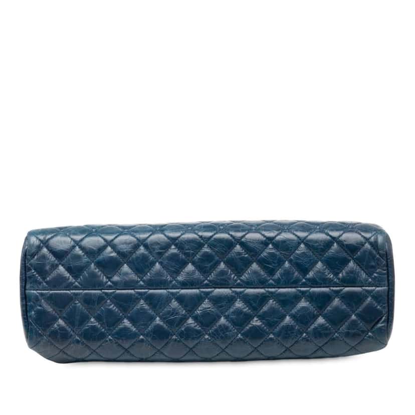 Chanel Medium Aged Calfskin Just Mademoiselle Bowling Bag Blue Leather Good condition - Inside View