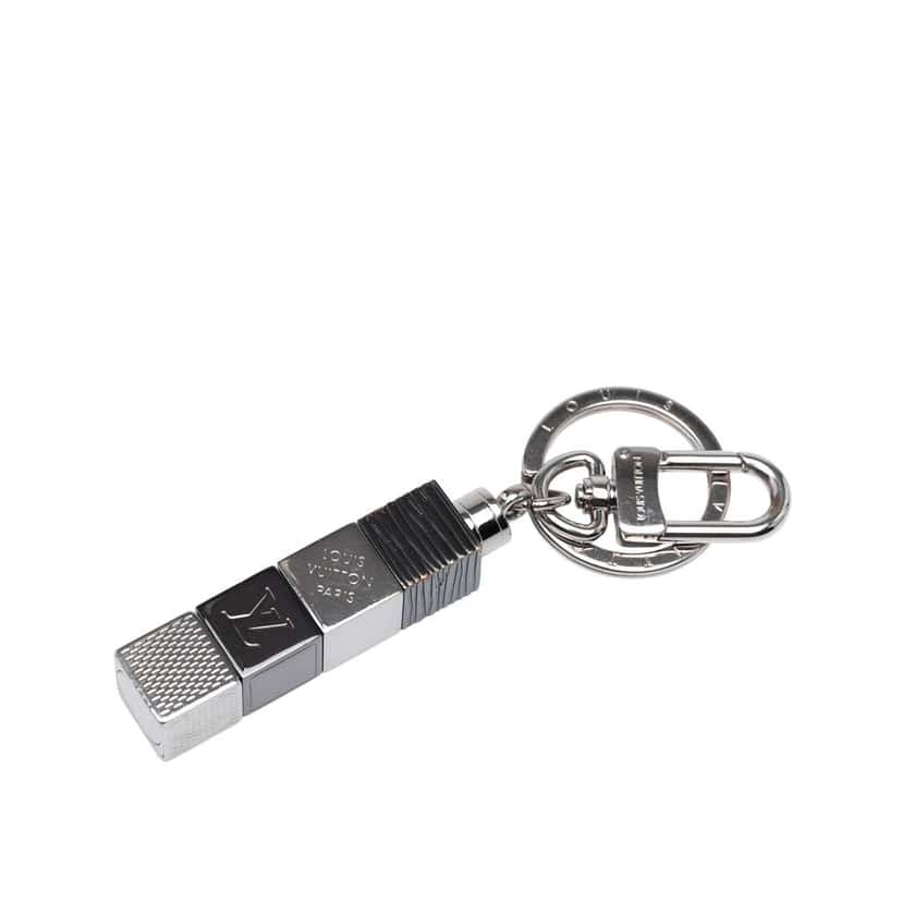 Louis Vuitton Silver Plated Porte Cles Cube Key Holder Silver Brass Good condition - Front View