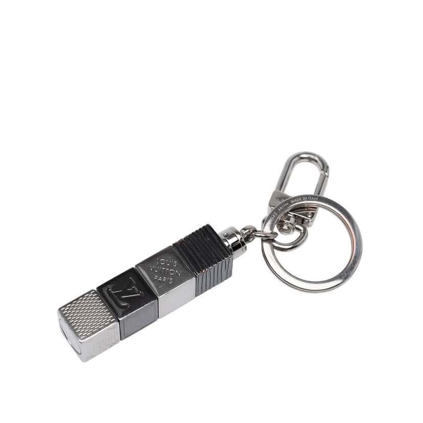 Louis Vuitton Silver Plated Porte Cles Cube Key Holder Silver Brass Good condition - Back View