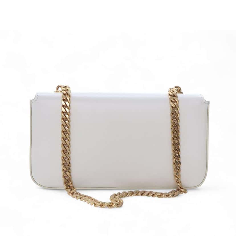 Celine Calfskin Cuir Triomphe Chain Shoulder Bag White Leather Good condition - Back View