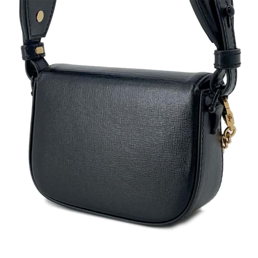 Gucci Mini Leather Horsebit 1955 Web Satchel Black Leather Good condition - Back View