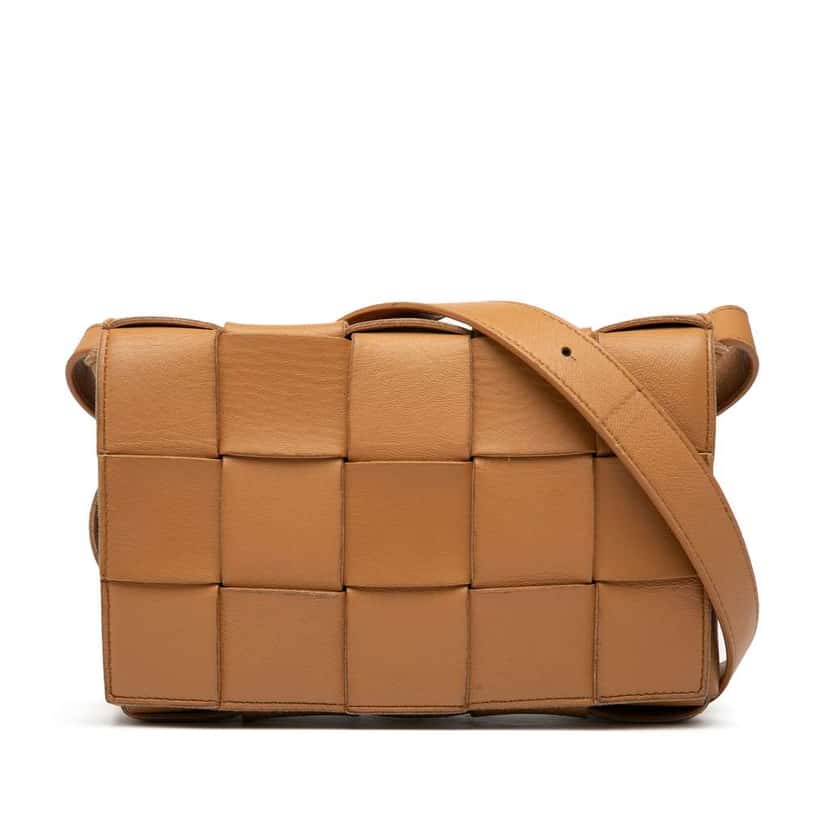 Bottega Veneta Nappa Intrecciato Cassette Crossbody Brown Leather Good condition - Front View