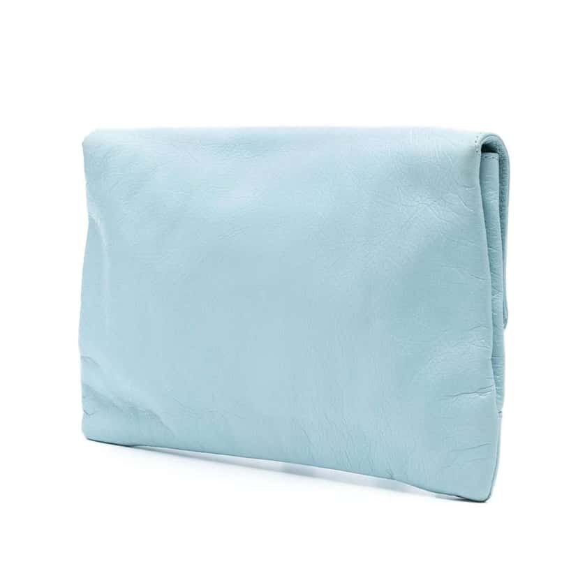 Balenciaga Lambskin Motocross Giant 12 Envelope Clutch Blue Leather Good condition - Back View