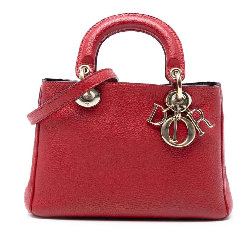 Dior Mini Leather Diorissimo Satchel Red Leather Good condition - Front View