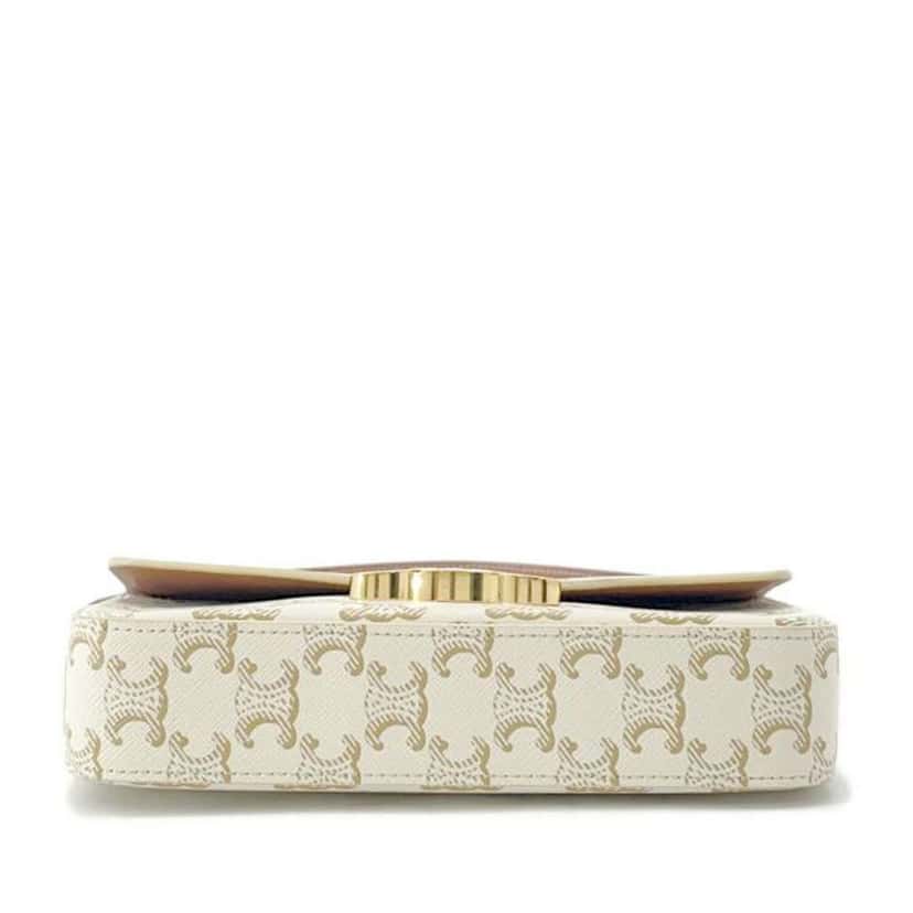 Celine Triomphe Coated Canvas Claude Shoulder Bag White Canvas Good condition - Inside View