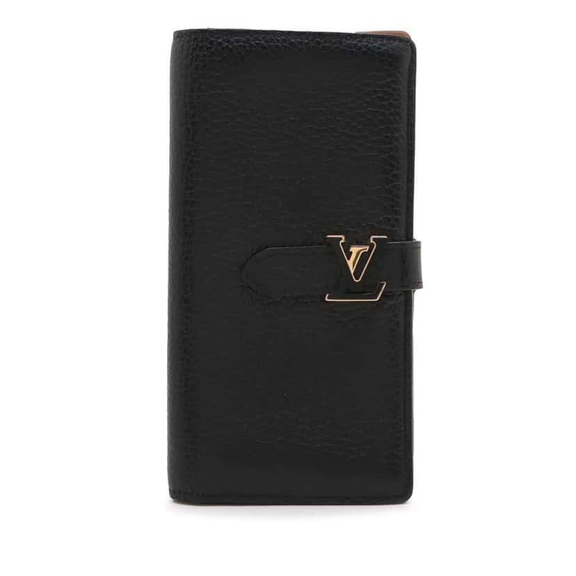 Louis Vuitton Taurillon Capucine Vertical Wallet Black Leather Good condition - Front View